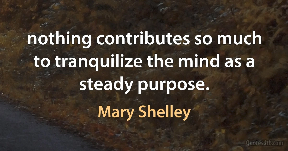 nothing contributes so much to tranquilize the mind as a steady purpose. (Mary Shelley)