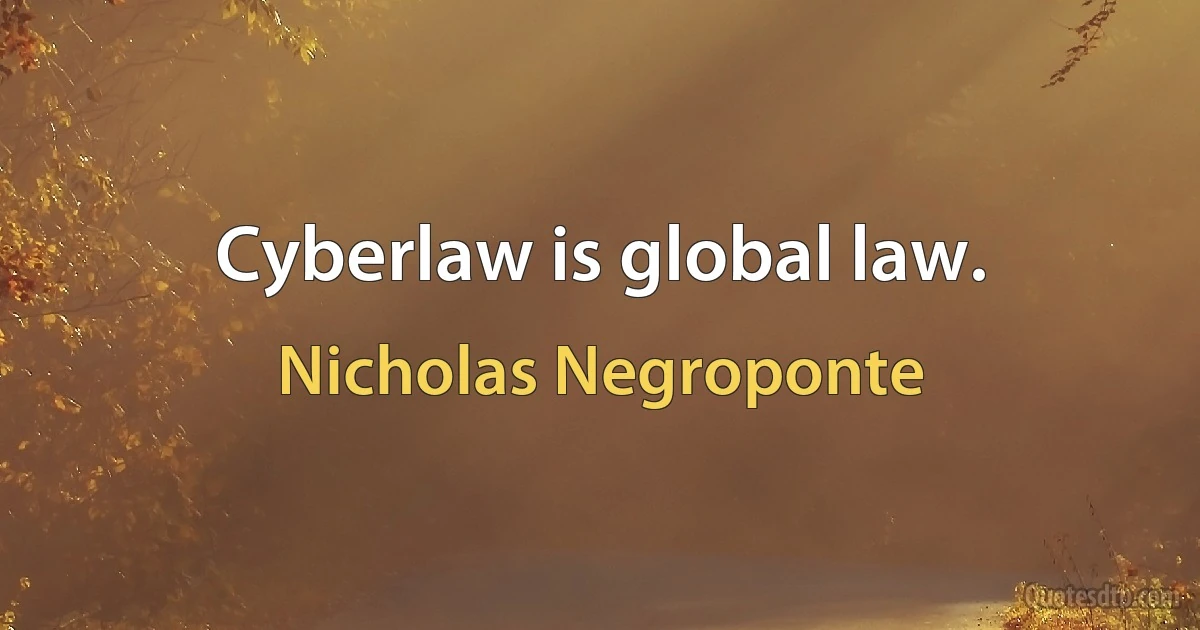 Cyberlaw is global law. (Nicholas Negroponte)