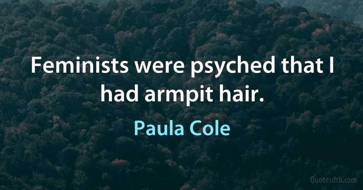 Feminists were psyched that I had armpit hair. (Paula Cole)