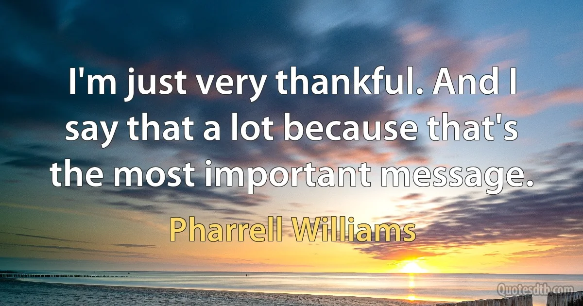 I'm just very thankful. And I say that a lot because that's the most important message. (Pharrell Williams)