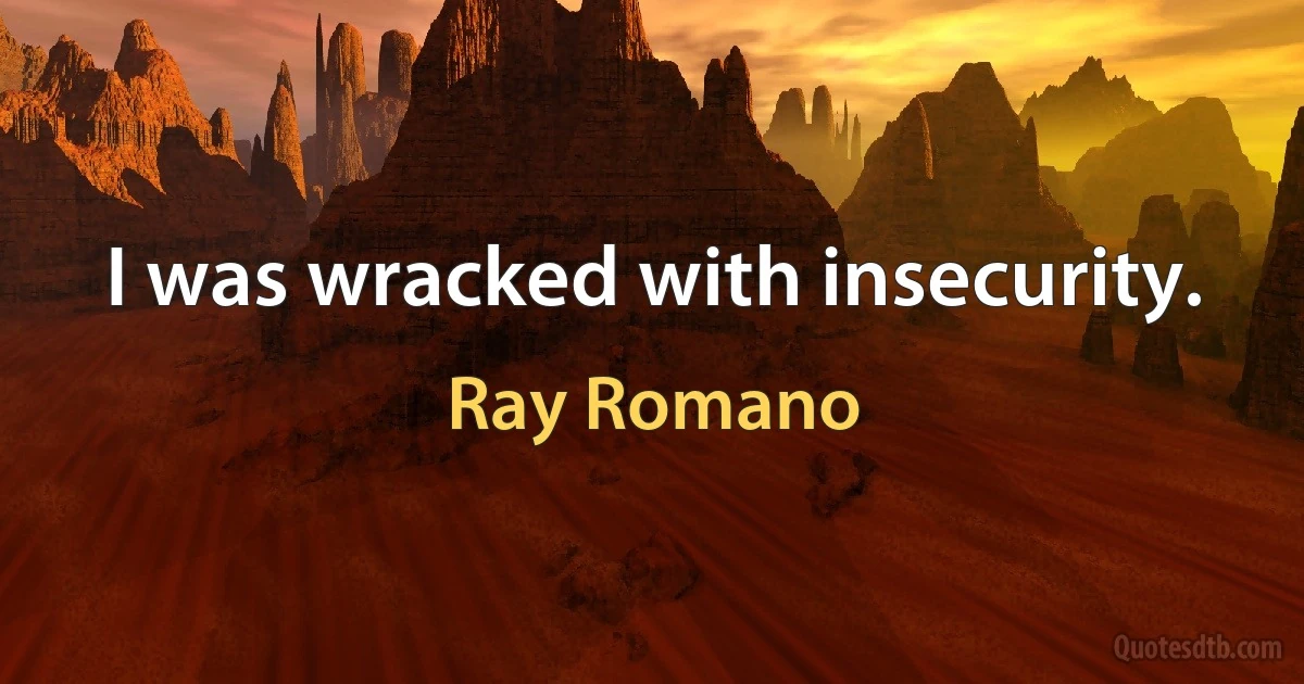 I was wracked with insecurity. (Ray Romano)