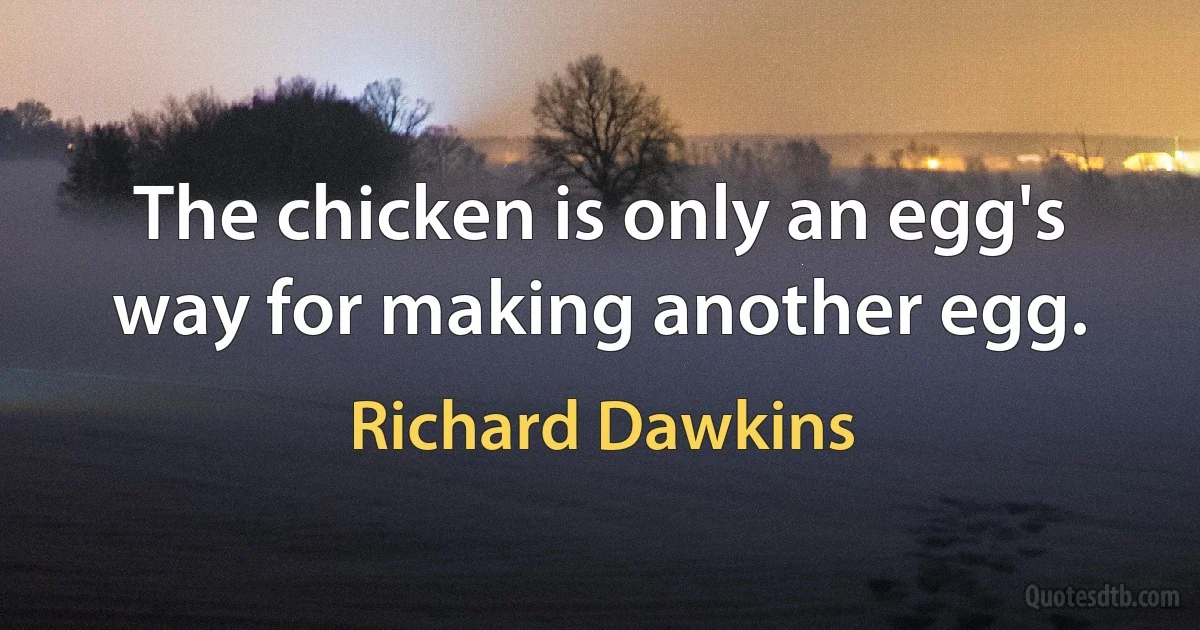 The chicken is only an egg's way for making another egg. (Richard Dawkins)