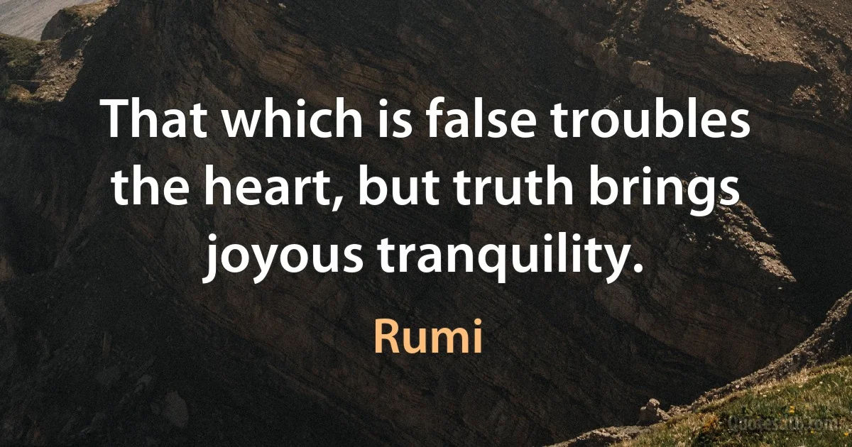 That which is false troubles the heart, but truth brings joyous tranquility. (Rumi)