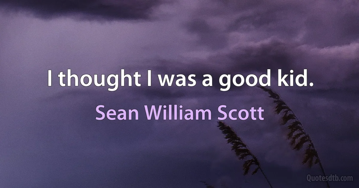 I thought I was a good kid. (Sean William Scott)