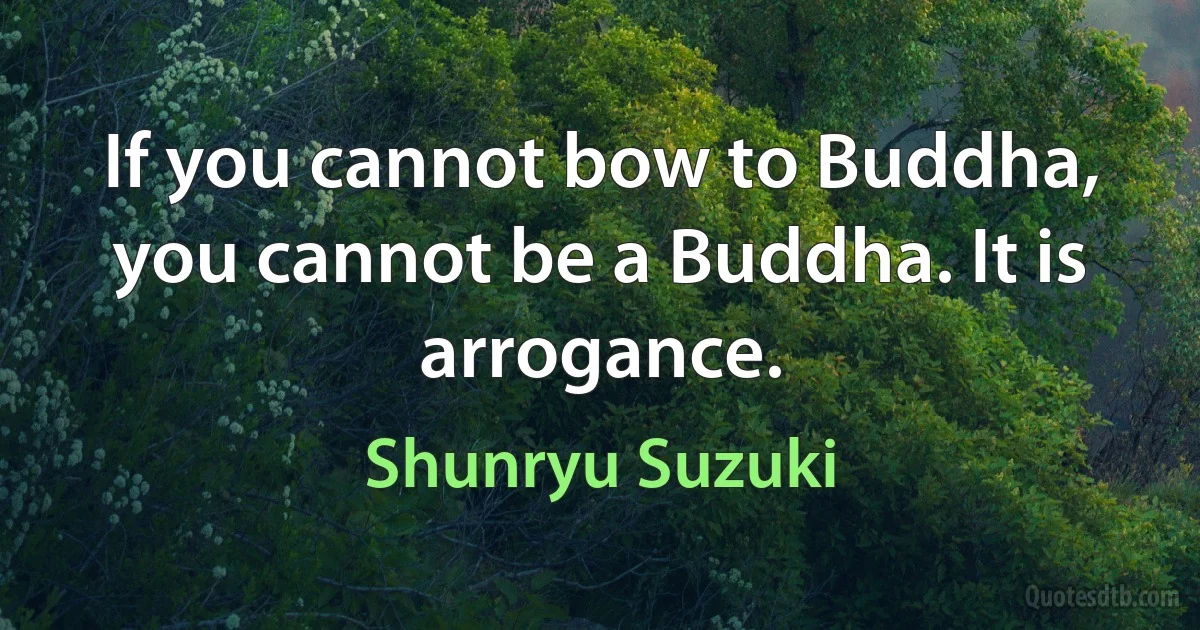 If you cannot bow to Buddha, you cannot be a Buddha. It is arrogance. (Shunryu Suzuki)