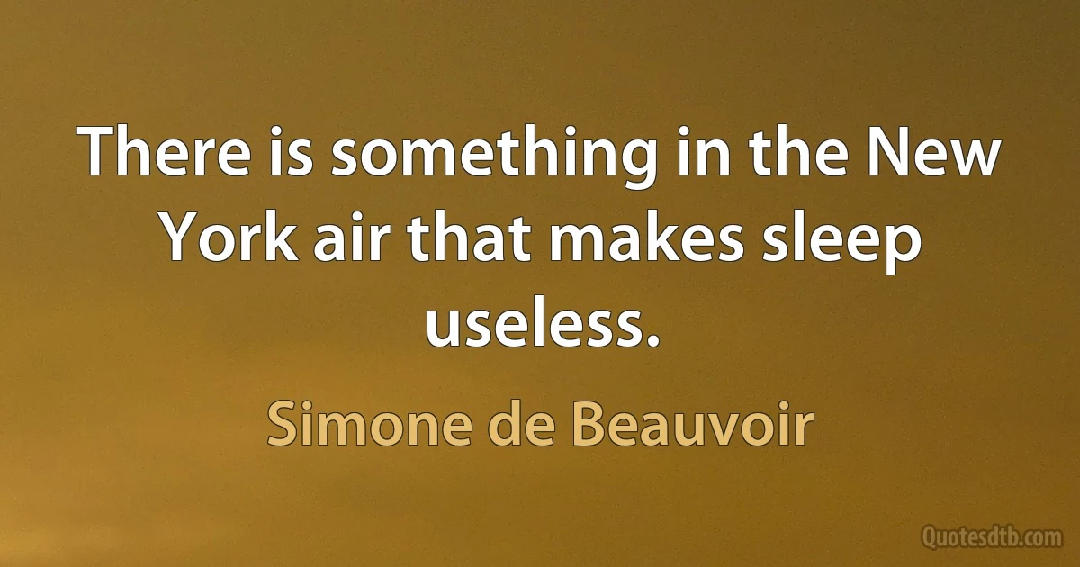 There is something in the New York air that makes sleep useless. (Simone de Beauvoir)