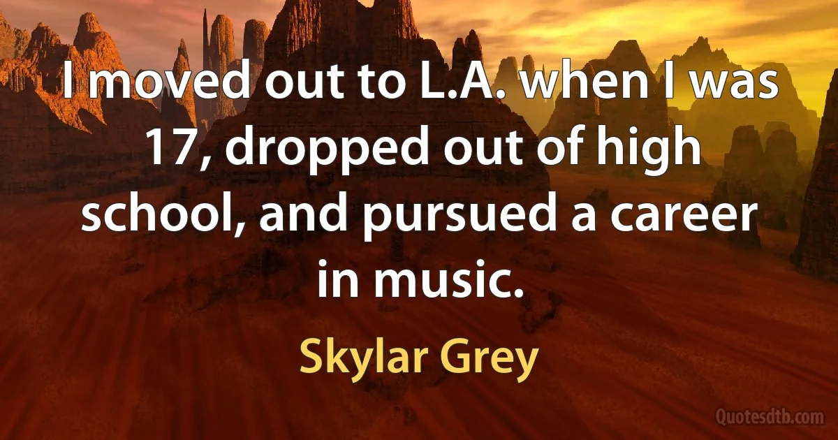 I moved out to L.A. when I was 17, dropped out of high school, and pursued a career in music. (Skylar Grey)