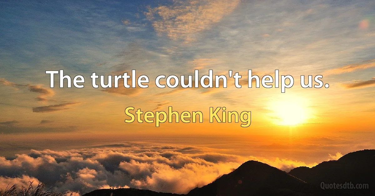 The turtle couldn't help us. (Stephen King)