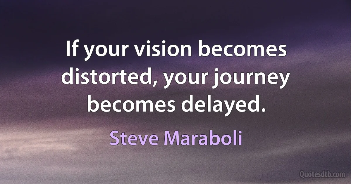 If your vision becomes distorted, your journey becomes delayed. (Steve Maraboli)