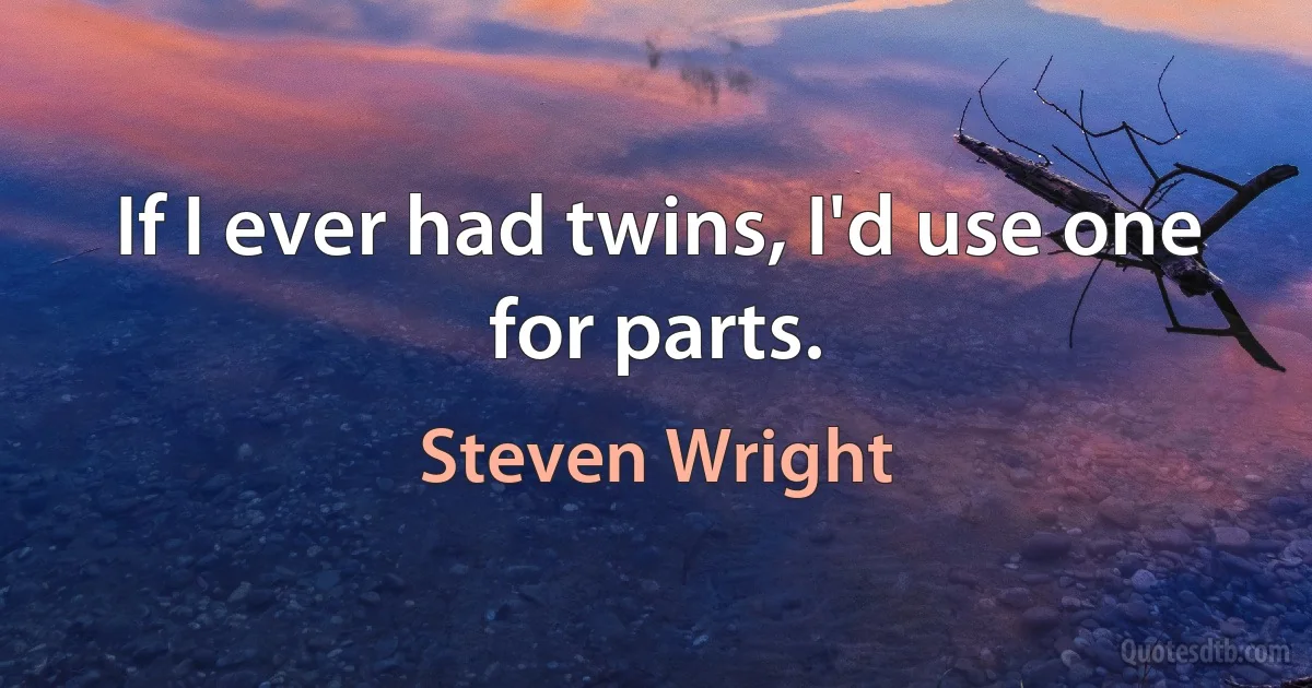 If I ever had twins, I'd use one for parts. (Steven Wright)