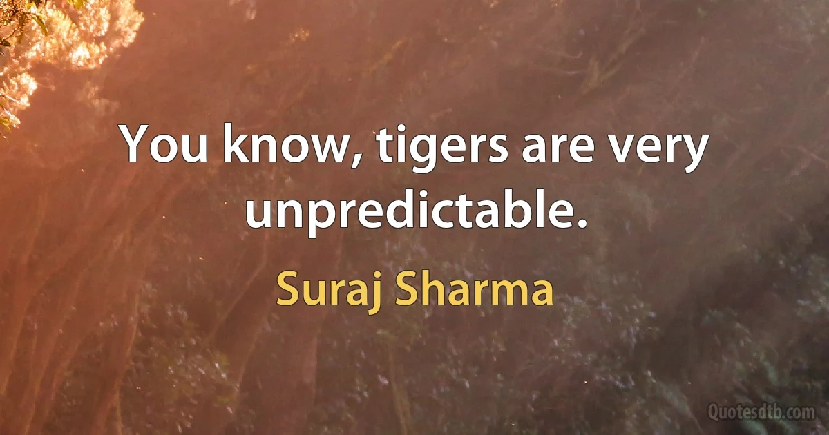 You know, tigers are very unpredictable. (Suraj Sharma)