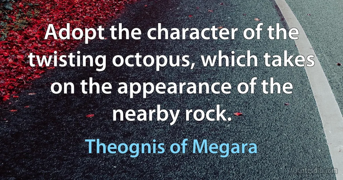 Adopt the character of the twisting octopus, which takes on the appearance of the nearby rock. (Theognis of Megara)