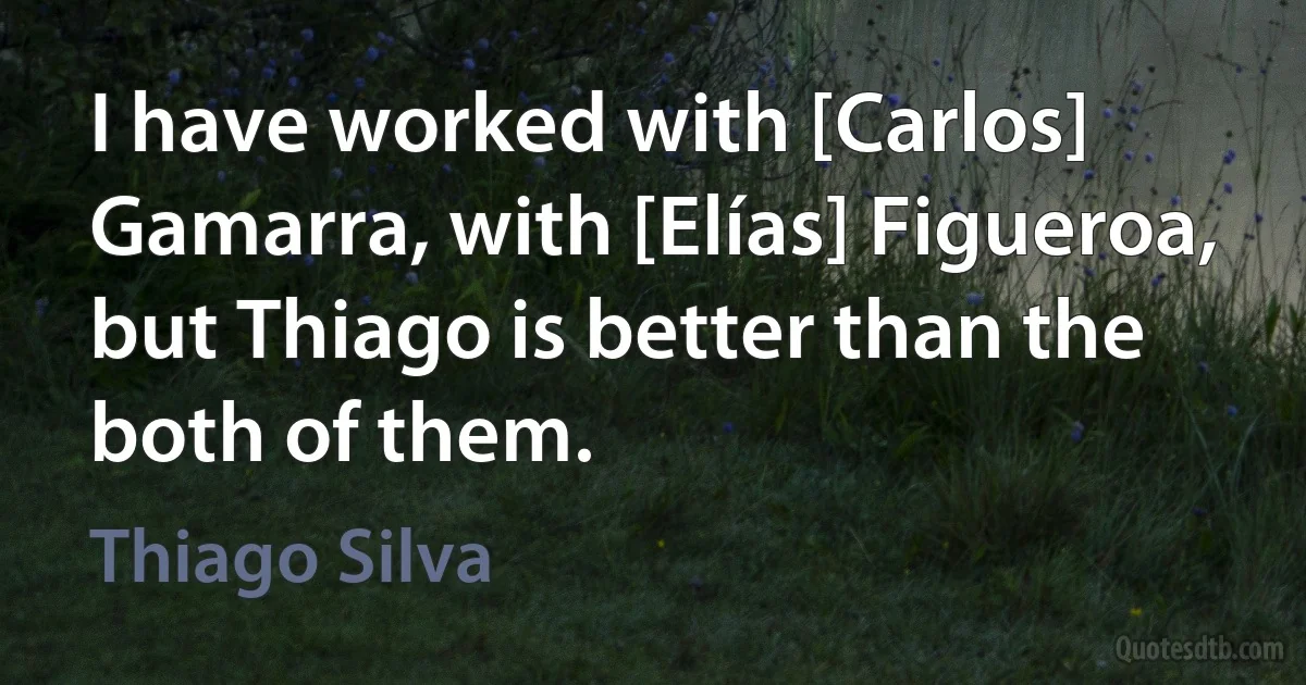 I have worked with [Carlos] Gamarra, with [Elías] Figueroa, but Thiago is better than the both of them. (Thiago Silva)