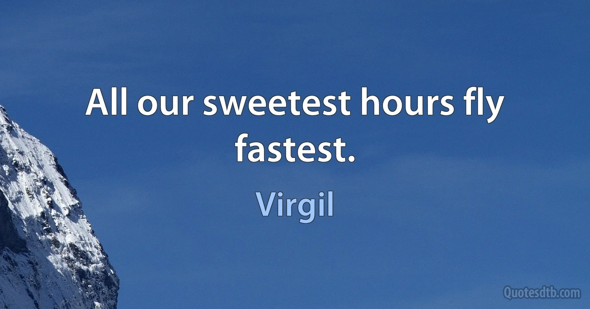 All our sweetest hours fly fastest. (Virgil)