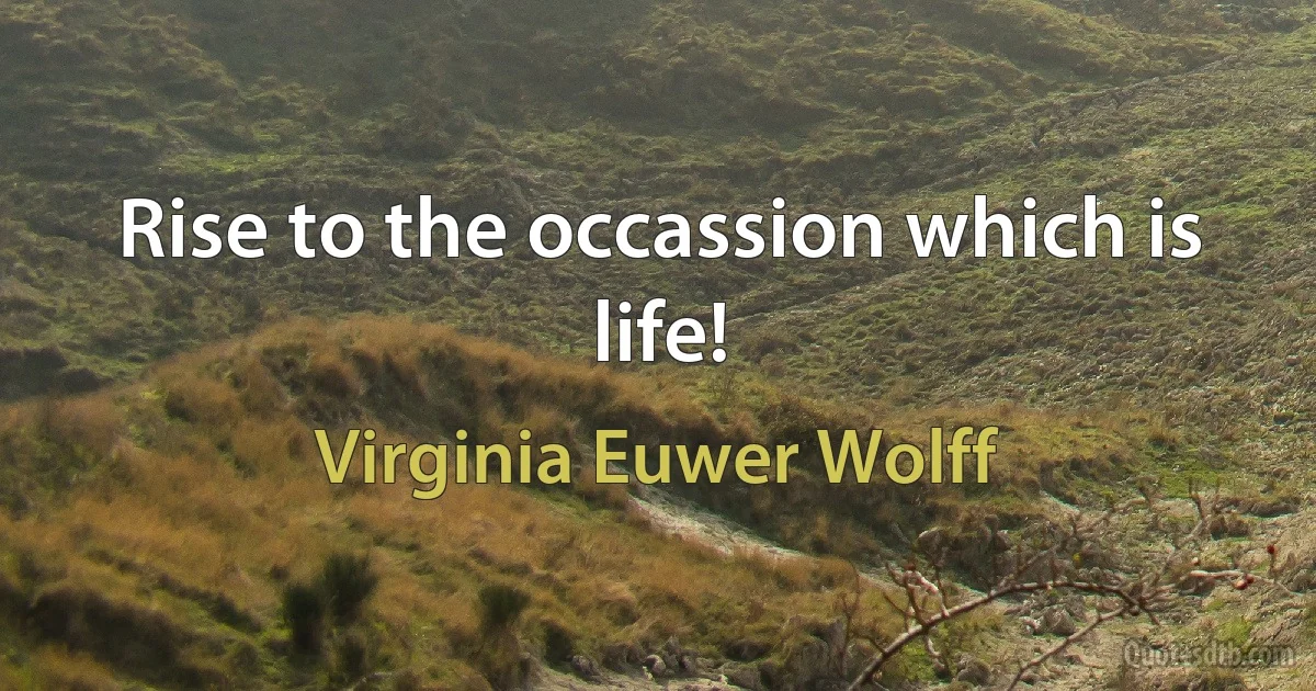 Rise to the occassion which is life! (Virginia Euwer Wolff)