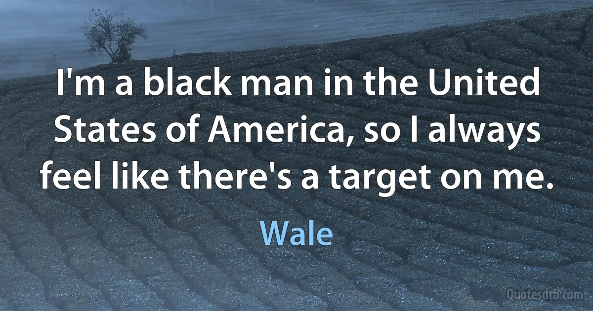 I'm a black man in the United States of America, so I always feel like there's a target on me. (Wale)