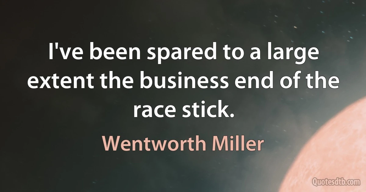 I've been spared to a large extent the business end of the race stick. (Wentworth Miller)