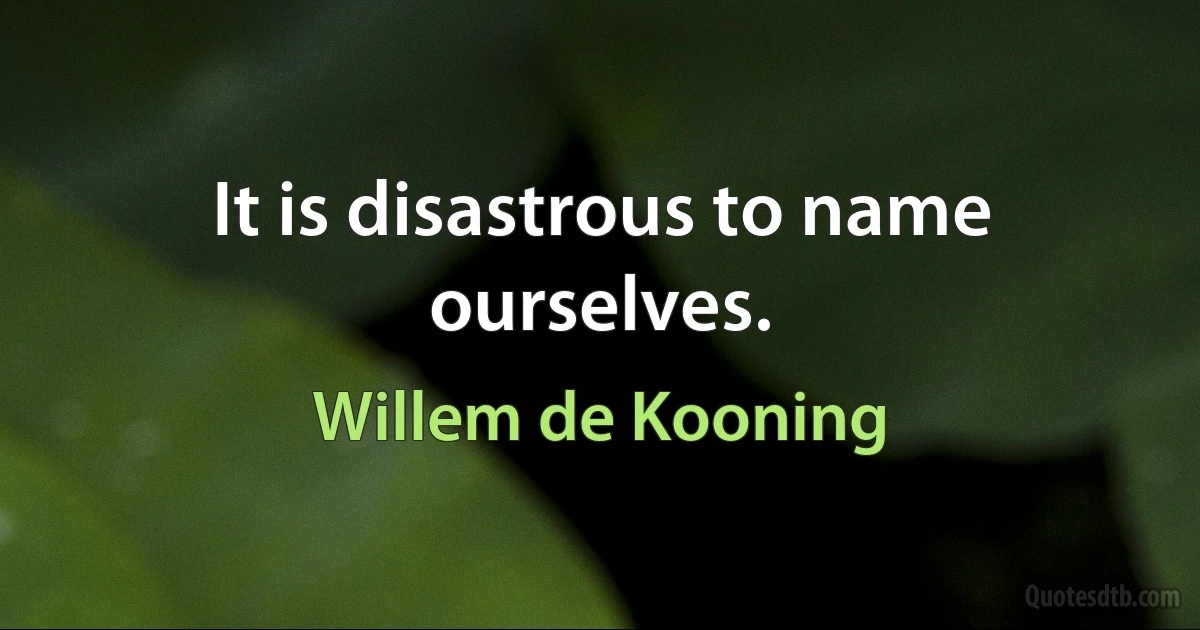 It is disastrous to name ourselves. (Willem de Kooning)