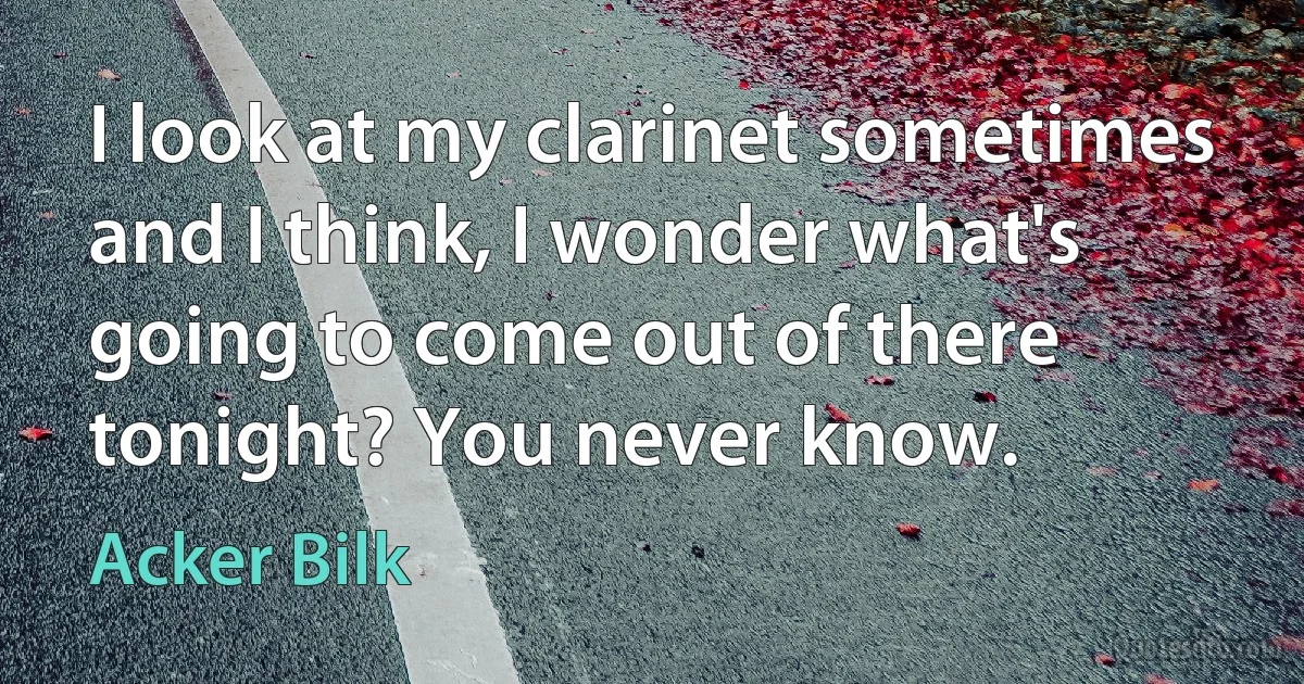 I look at my clarinet sometimes and I think, I wonder what's going to come out of there tonight? You never know. (Acker Bilk)