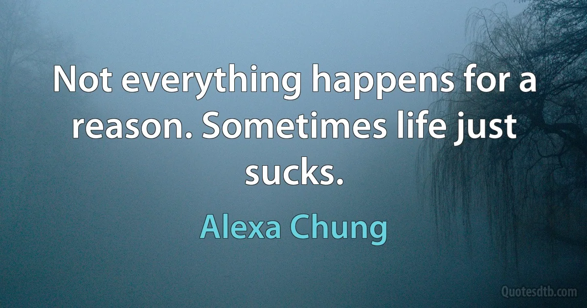 Not everything happens for a reason. Sometimes life just sucks. (Alexa Chung)