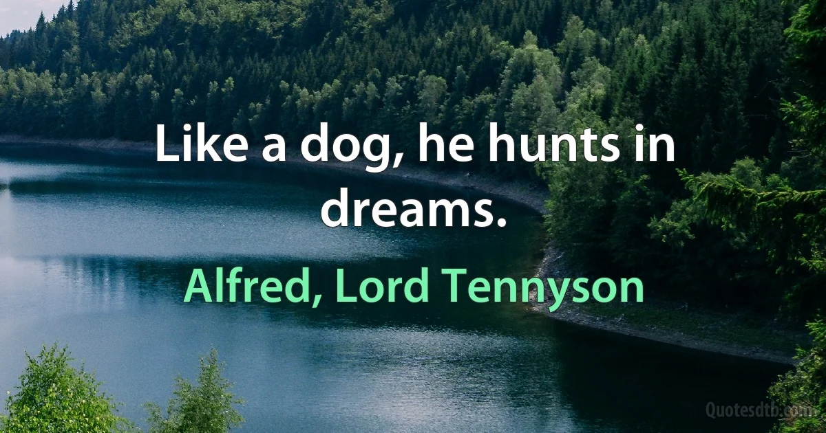 Like a dog, he hunts in dreams. (Alfred, Lord Tennyson)