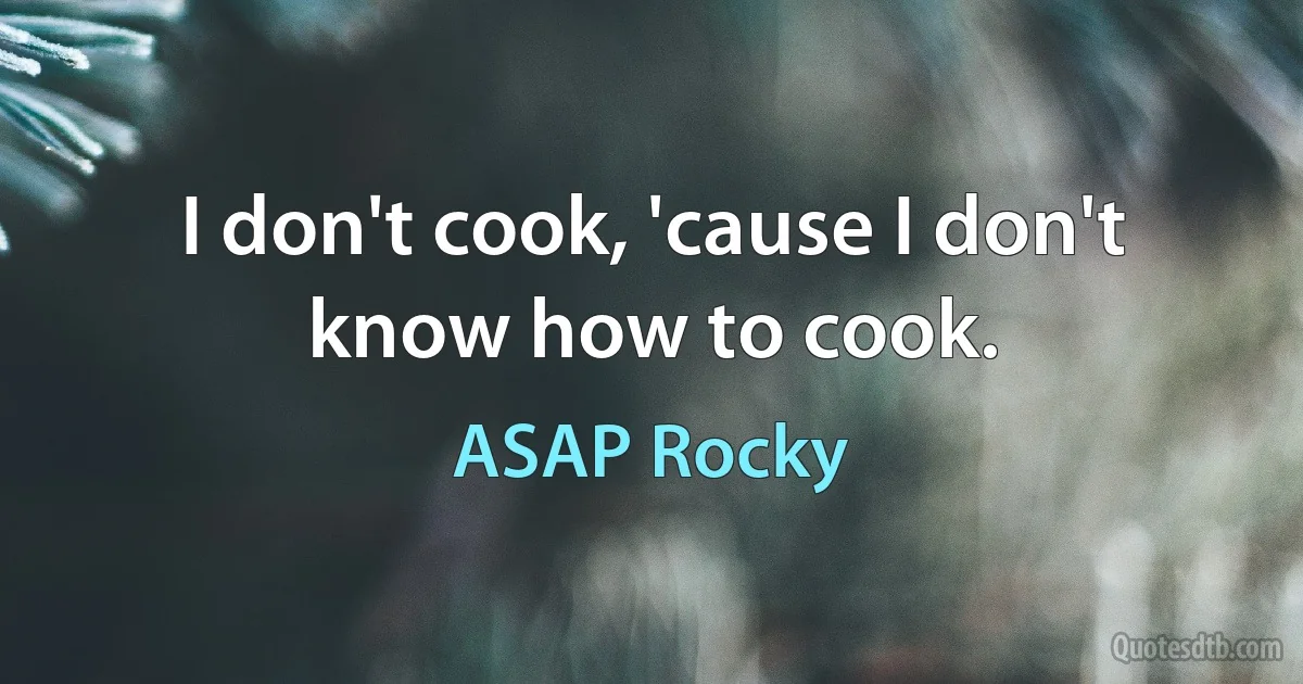 I don't cook, 'cause I don't know how to cook. (ASAP Rocky)