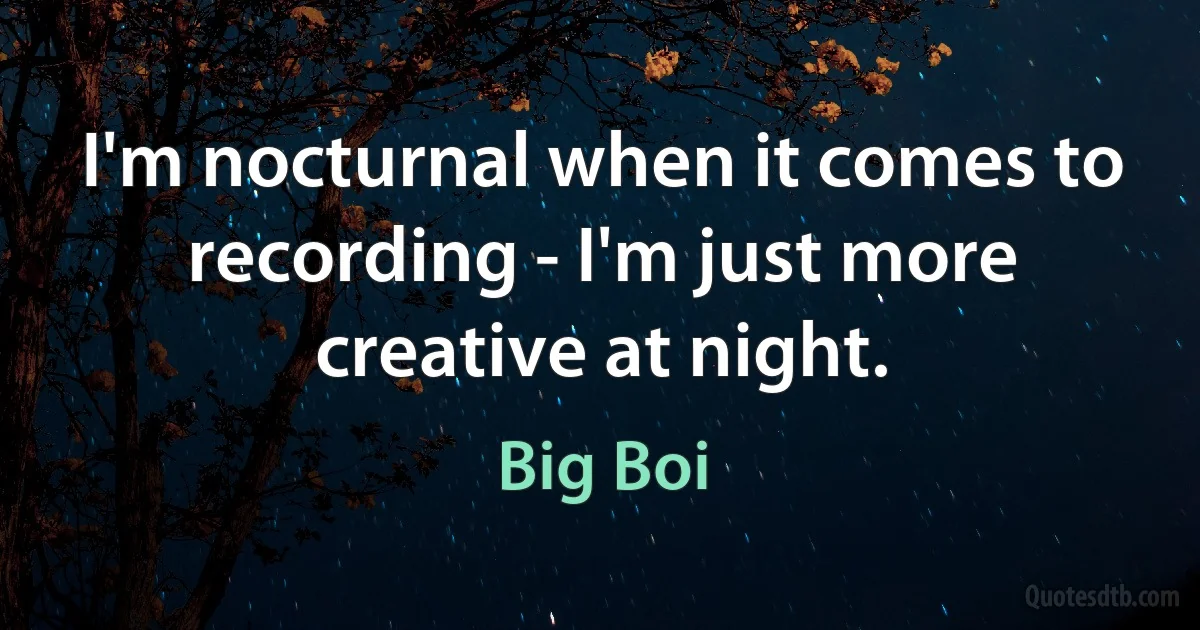 I'm nocturnal when it comes to recording - I'm just more creative at night. (Big Boi)