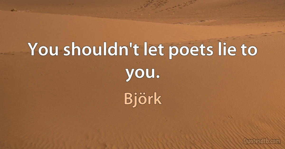 You shouldn't let poets lie to you. (Björk)