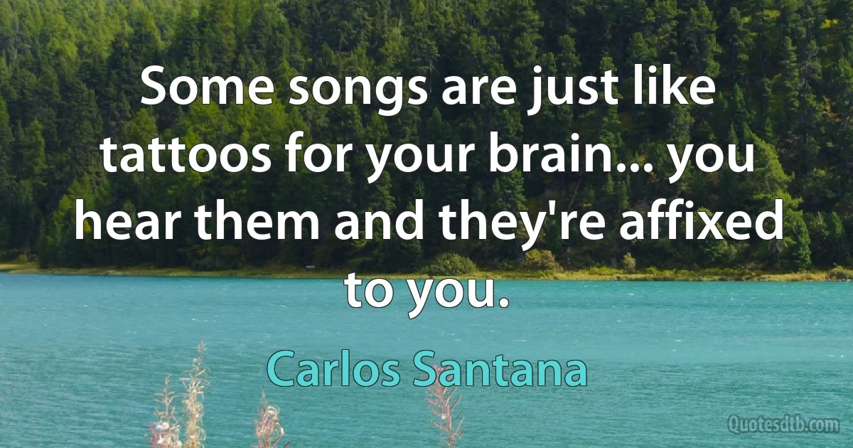 Some songs are just like tattoos for your brain... you hear them and they're affixed to you. (Carlos Santana)