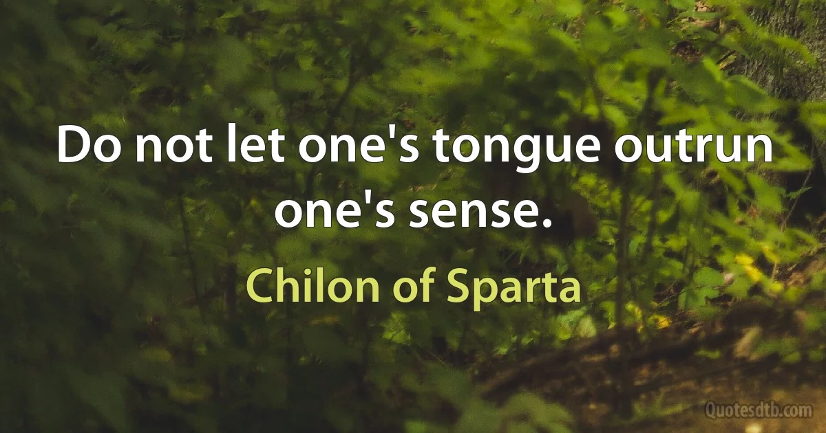 Do not let one's tongue outrun one's sense. (Chilon of Sparta)