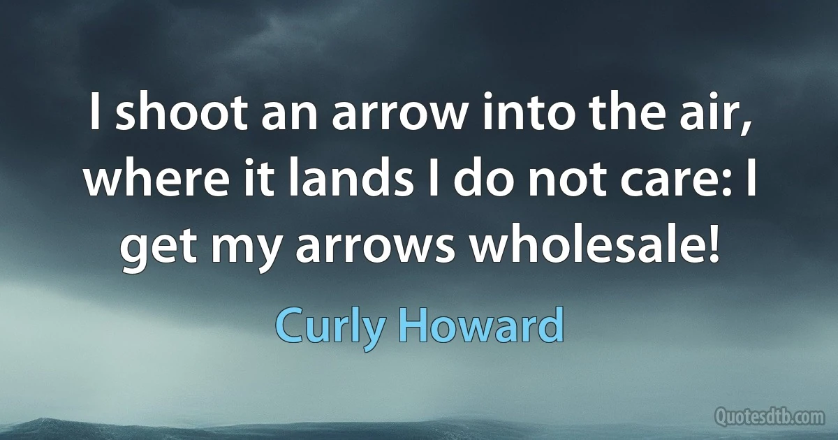 I shoot an arrow into the air, where it lands I do not care: I get my arrows wholesale! (Curly Howard)