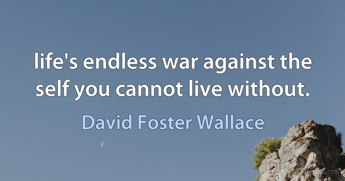 life's endless war against the self you cannot live without. (David Foster Wallace)