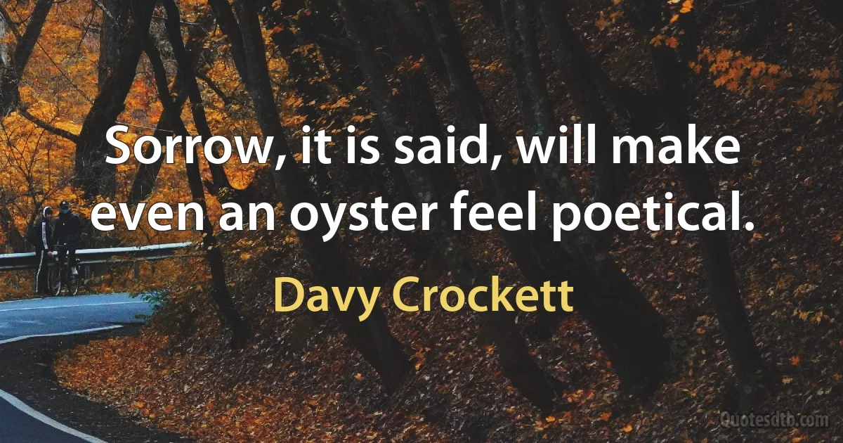 Sorrow, it is said, will make even an oyster feel poetical. (Davy Crockett)