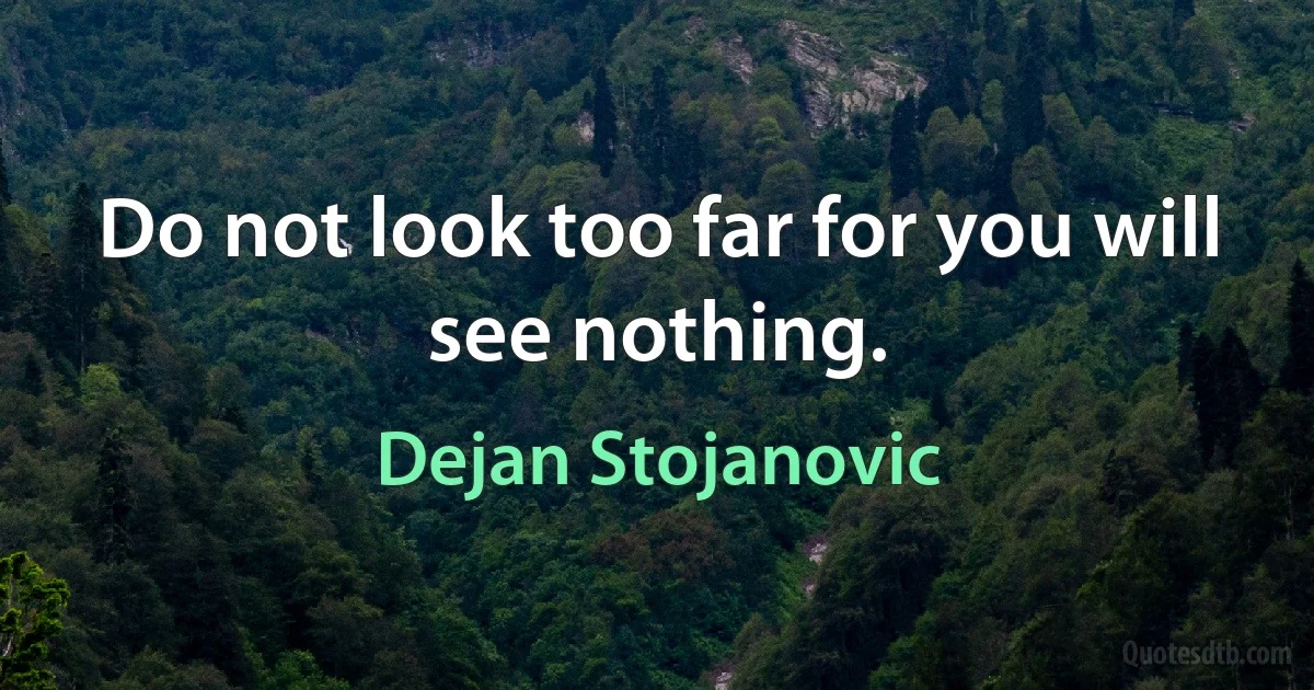 Do not look too far for you will see nothing. (Dejan Stojanovic)