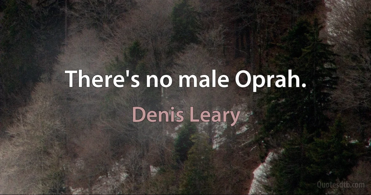 There's no male Oprah. (Denis Leary)