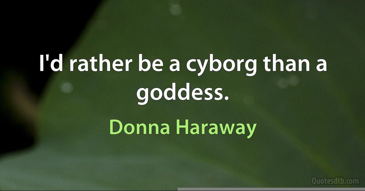 I'd rather be a cyborg than a goddess. (Donna Haraway)