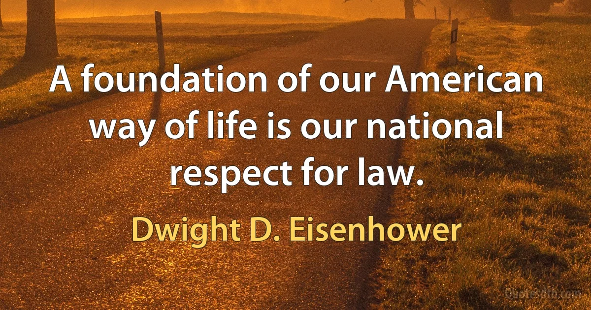 A foundation of our American way of life is our national respect for law. (Dwight D. Eisenhower)