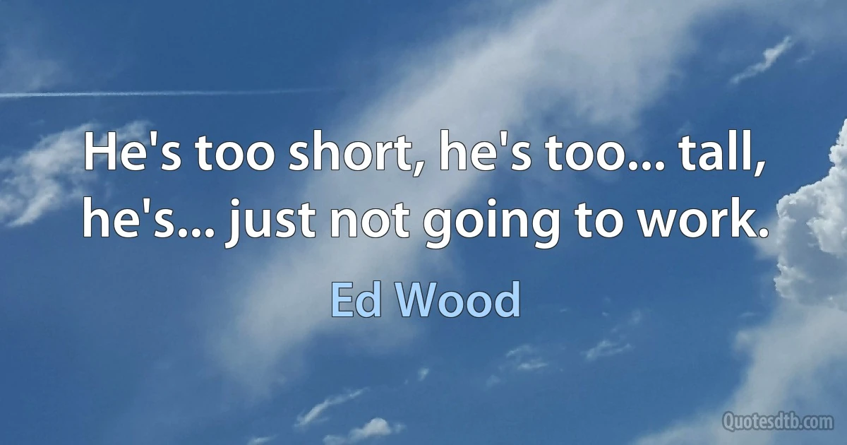 He's too short, he's too... tall, he's... just not going to work. (Ed Wood)