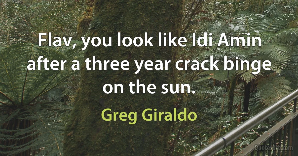 Flav, you look like Idi Amin after a three year crack binge on the sun. (Greg Giraldo)