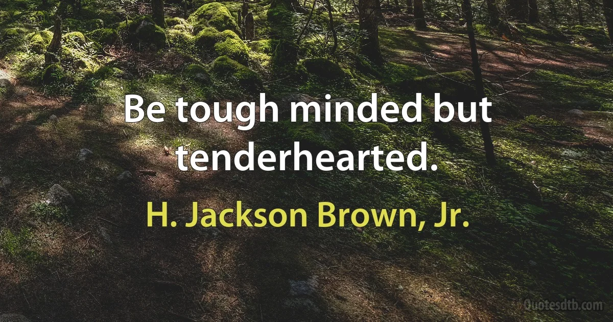 Be tough minded but tenderhearted. (H. Jackson Brown, Jr.)