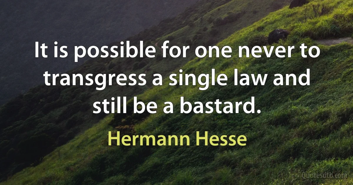 It is possible for one never to transgress a single law and still be a bastard. (Hermann Hesse)