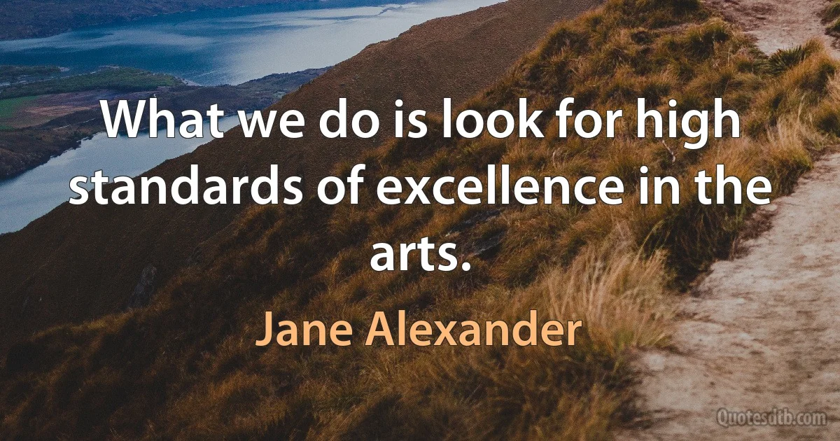 What we do is look for high standards of excellence in the arts. (Jane Alexander)