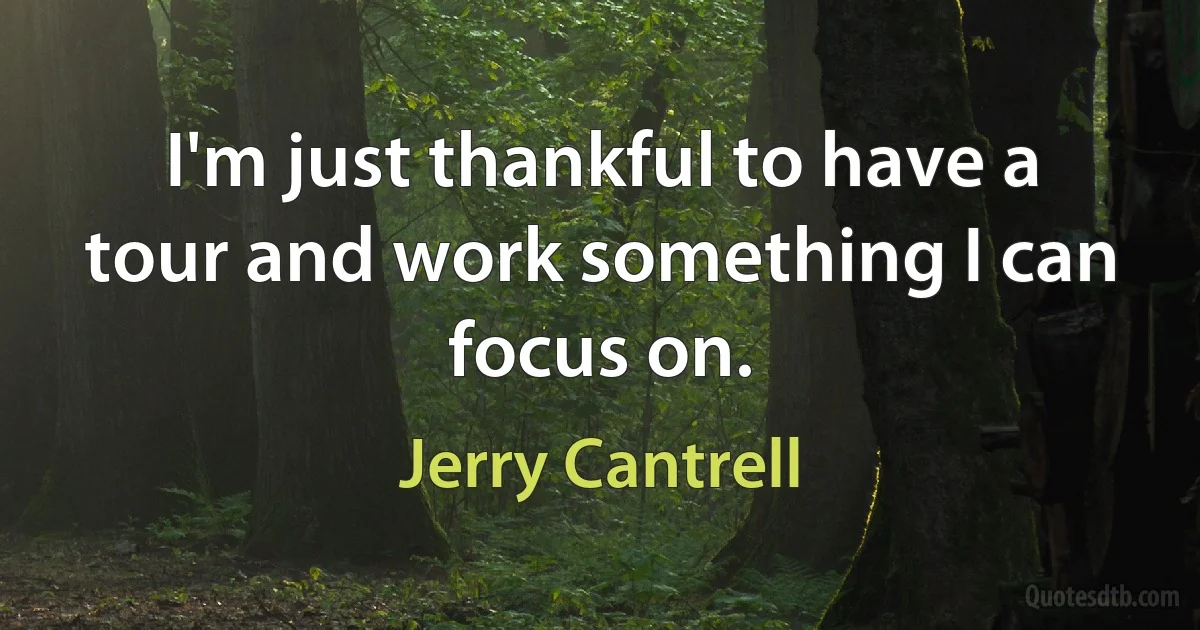 I'm just thankful to have a tour and work something I can focus on. (Jerry Cantrell)