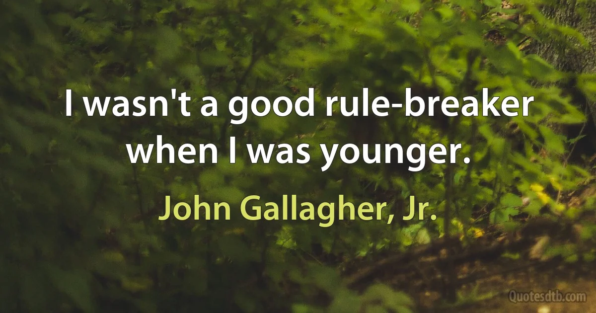 I wasn't a good rule-breaker when I was younger. (John Gallagher, Jr.)