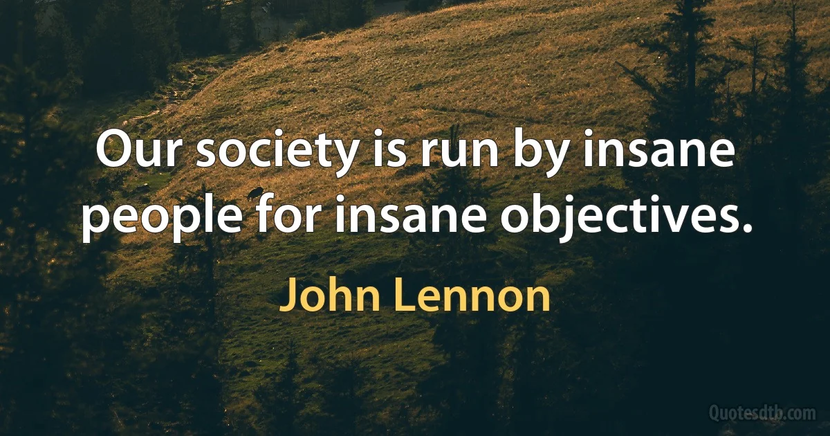 Our society is run by insane people for insane objectives. (John Lennon)