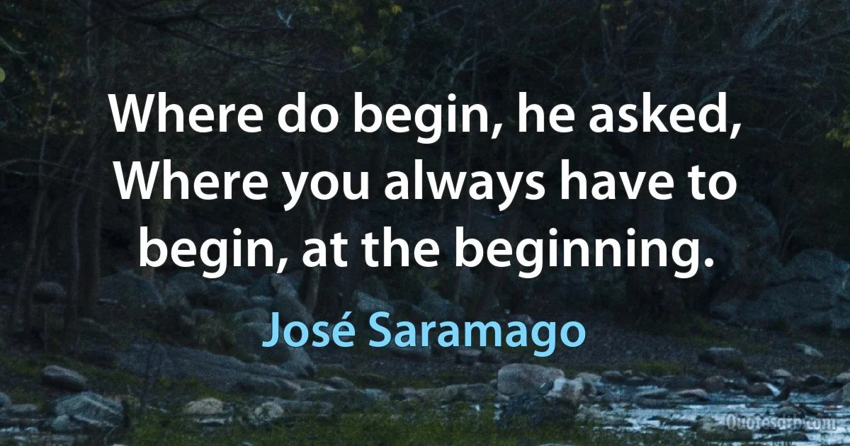 Where do begin, he asked, Where you always have to begin, at the beginning. (José Saramago)