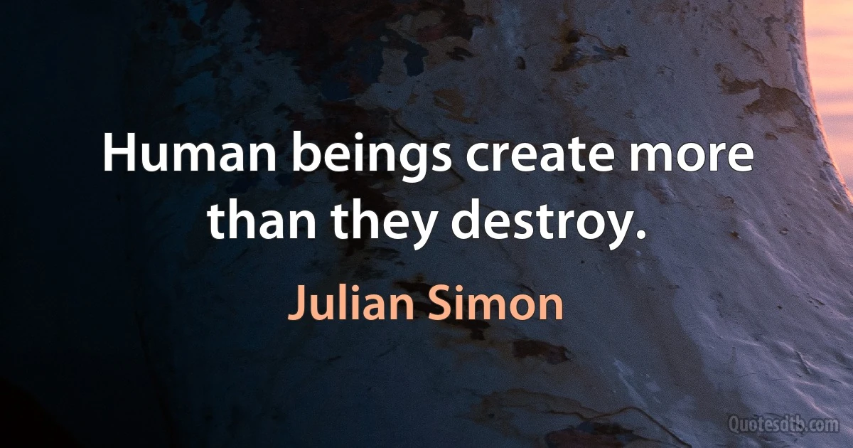 Human beings create more than they destroy. (Julian Simon)