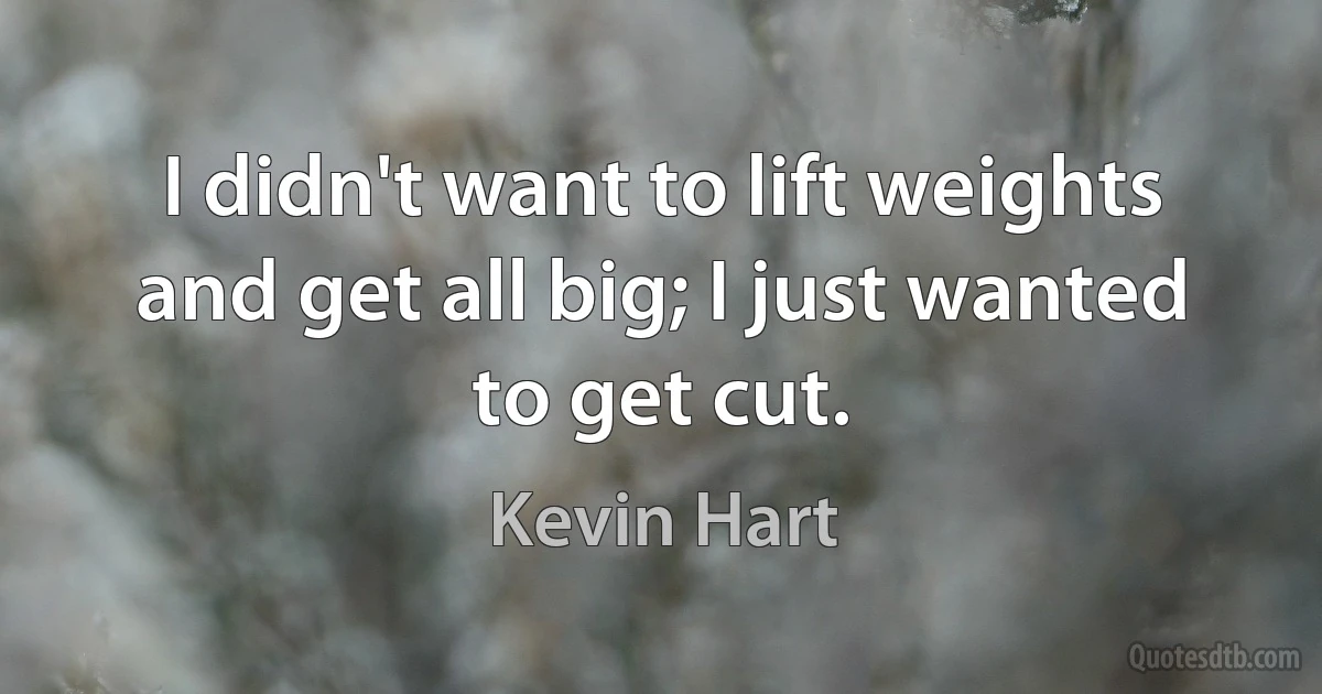 I didn't want to lift weights and get all big; I just wanted to get cut. (Kevin Hart)