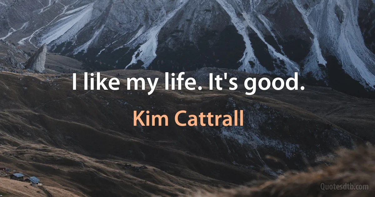 I like my life. It's good. (Kim Cattrall)