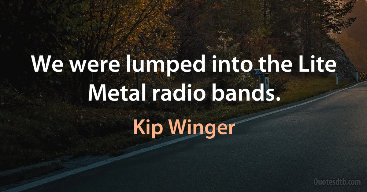 We were lumped into the Lite Metal radio bands. (Kip Winger)